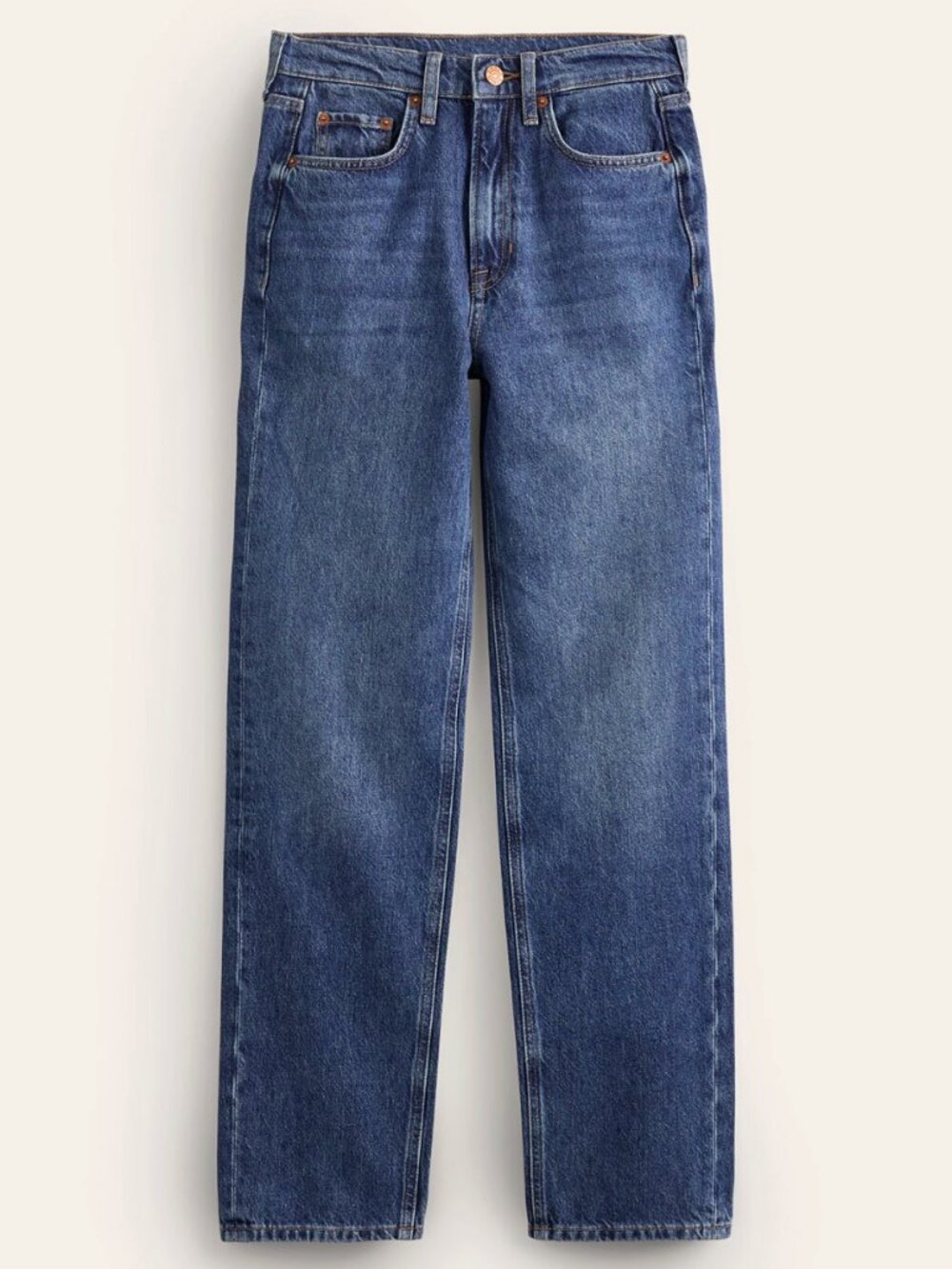 Boden High Rise Straight Leg Jeans in Mid Vintage Sz 30 P